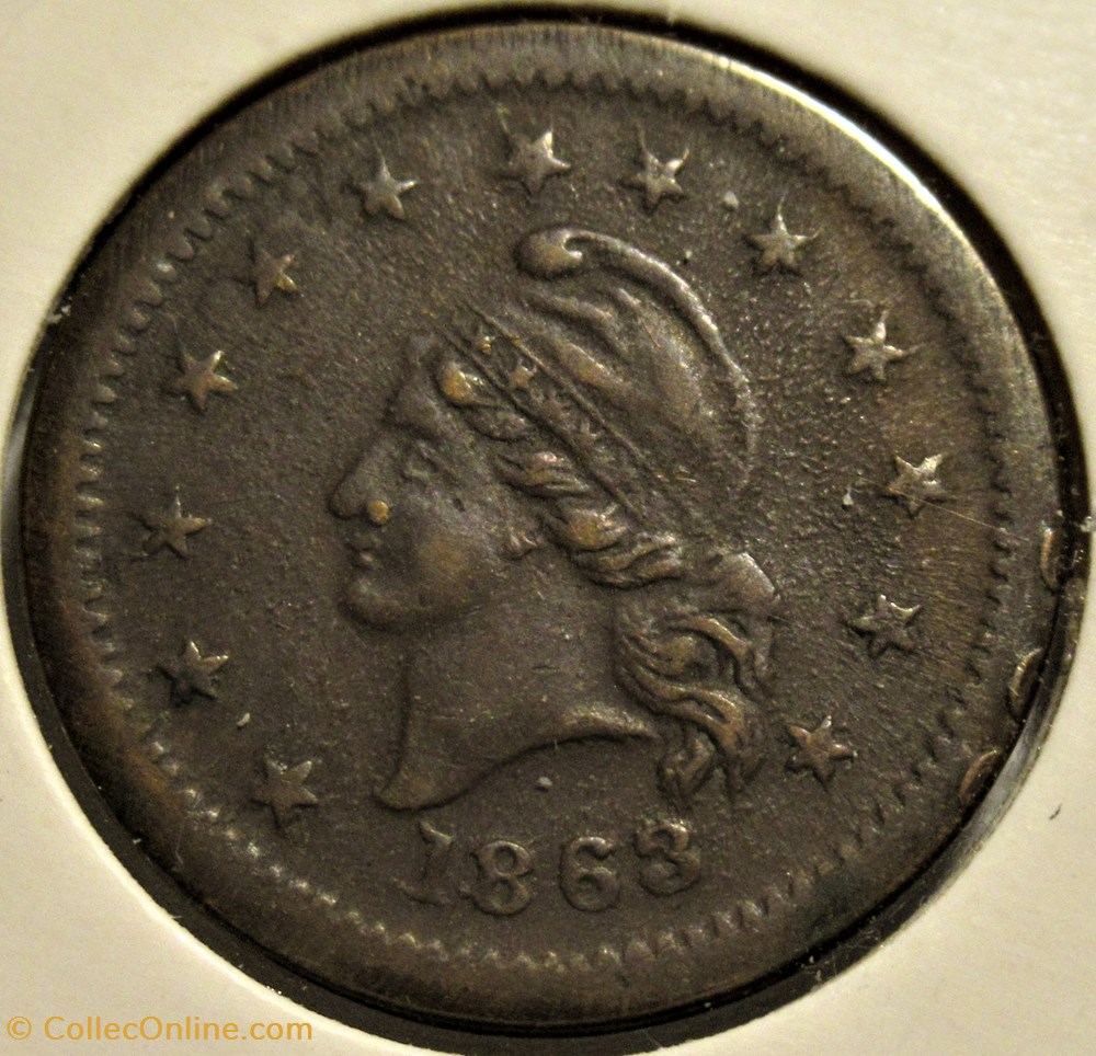 monnaies jetons mereaux 1863 civil war token wilsos medal french liberty head