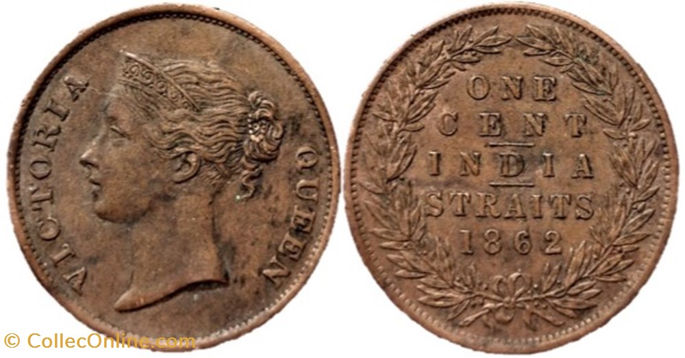 Victoria - One Cent 1862 - India, Straits Settlements monnaies monde malaisie victoria one cent 1862 india straits settlements