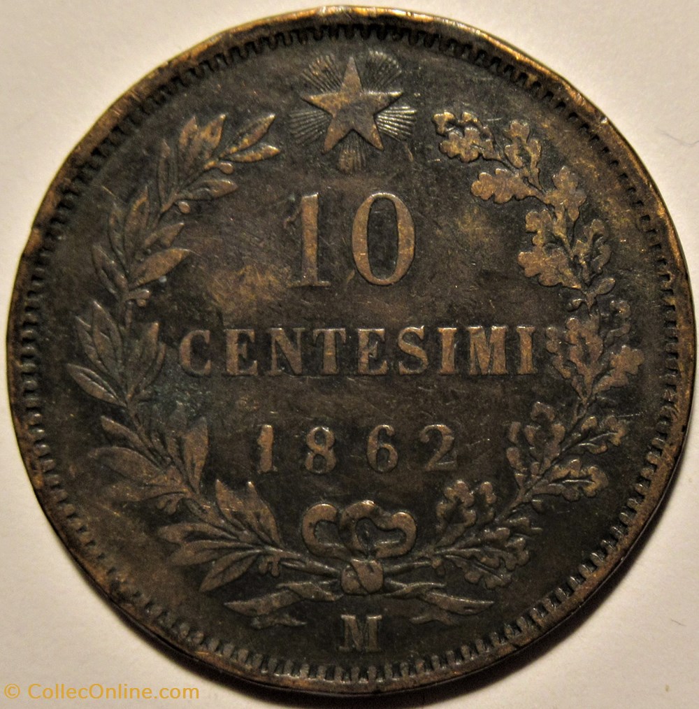 1862 Regno d'Italia, 10 Centesimi Milano - Vittorio Emanuele II 3 monnaies monde italie 1862 regno italia 10 centesimi milano vittorio emanuele ii