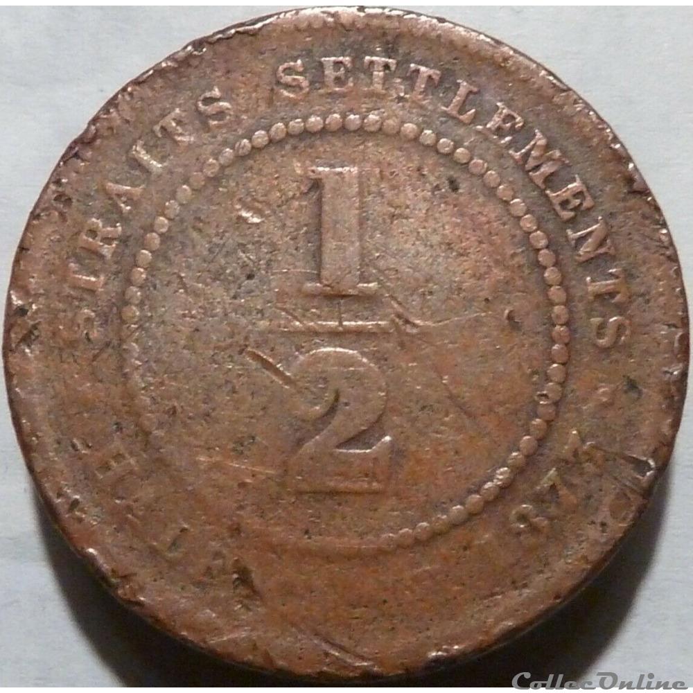 Victoria - Half Cent 1873 - Straits Settlements, Malaysia monnaie monde malaisie victoria half cent 1873 straits settlements malaysia