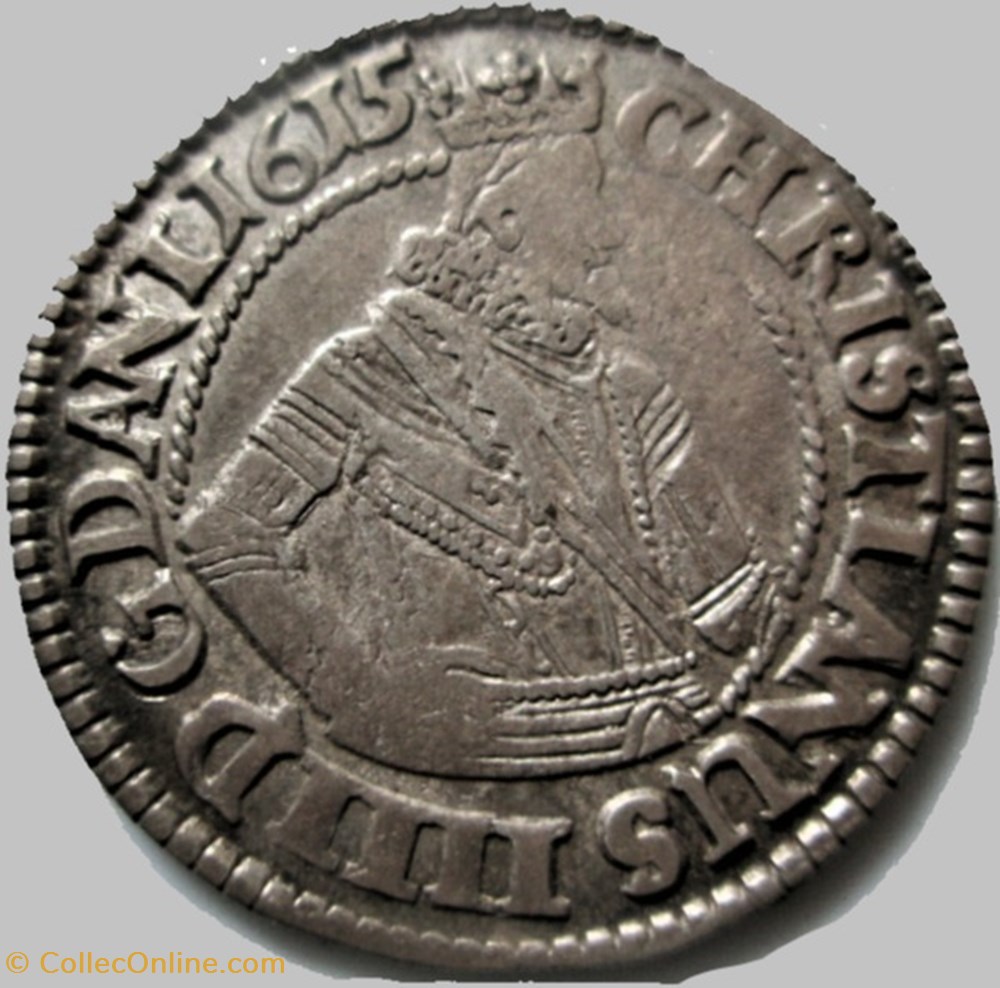 Christian IV - 1 Mark Dansk 1615 monnaies monde danemark christian iv 1 mark dansk 1615