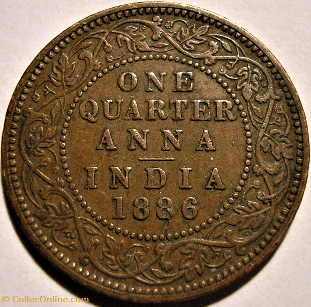 Victoria - One Quarter Anna 1886 - British India monnaie monde inde victoria one quarter anna 1886 british india