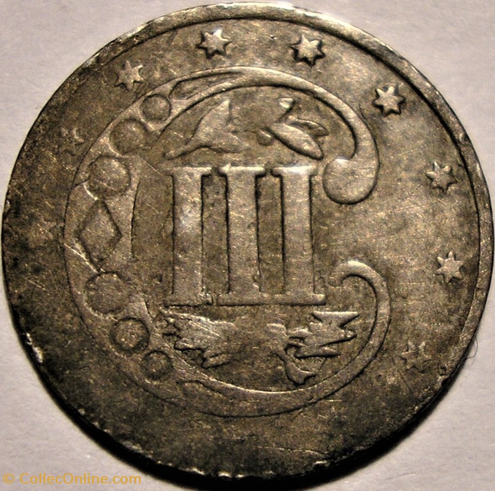 1859 - Silver Three Cents 2 monnaie monde etat uni 1859 silver three cents