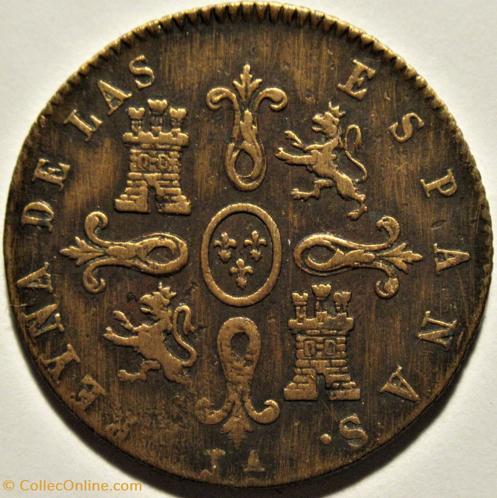 1843 Jubia, 4 Maravedis - Isabel II España 3 monnaies monde espagne 1843 jubia 4 maravedis isabel ii espana