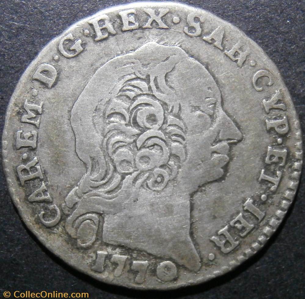 1770 Royaume de Sardaigne, Uno Reale - Charles-Emmanuel III monnaies monde italie 1770 royaume de sardaigne uno reale charles emmanuel iii
