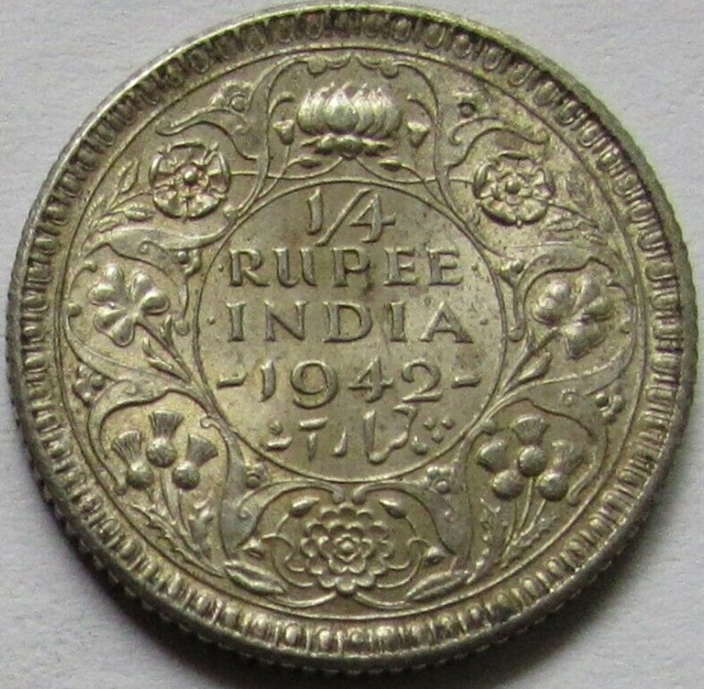 George VI - 1/4 Rupee 1942 Calcutta - British India monnaies monde inde george vi 1 4 rupee 1942 calcutta british india
