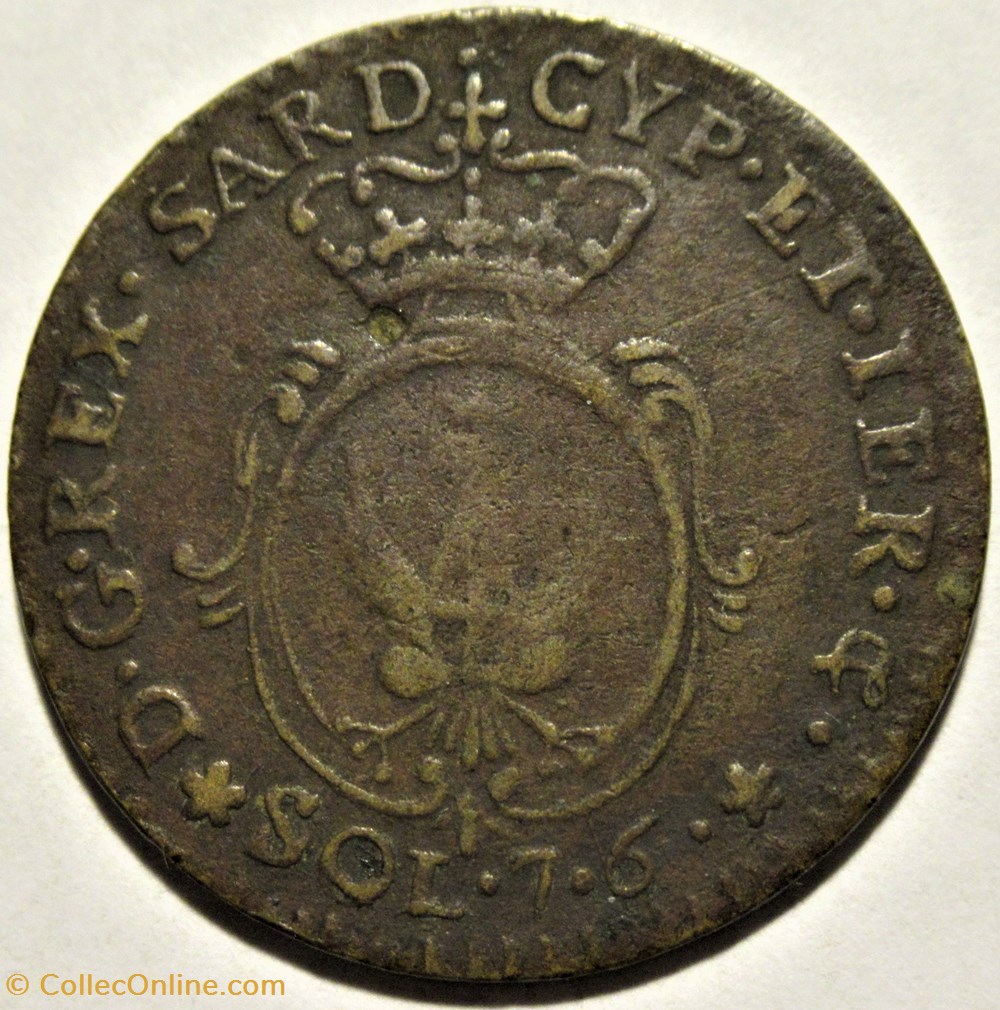 1800 Royaume de Sardaigne, 7.6 Soldi - Charles-Emmanuel IV de Savoie (ex.2) 3 monnaies monde italie 1800 royaume de sardaigne 7 6 soldi charles emmanuel iv de savoie ex 2