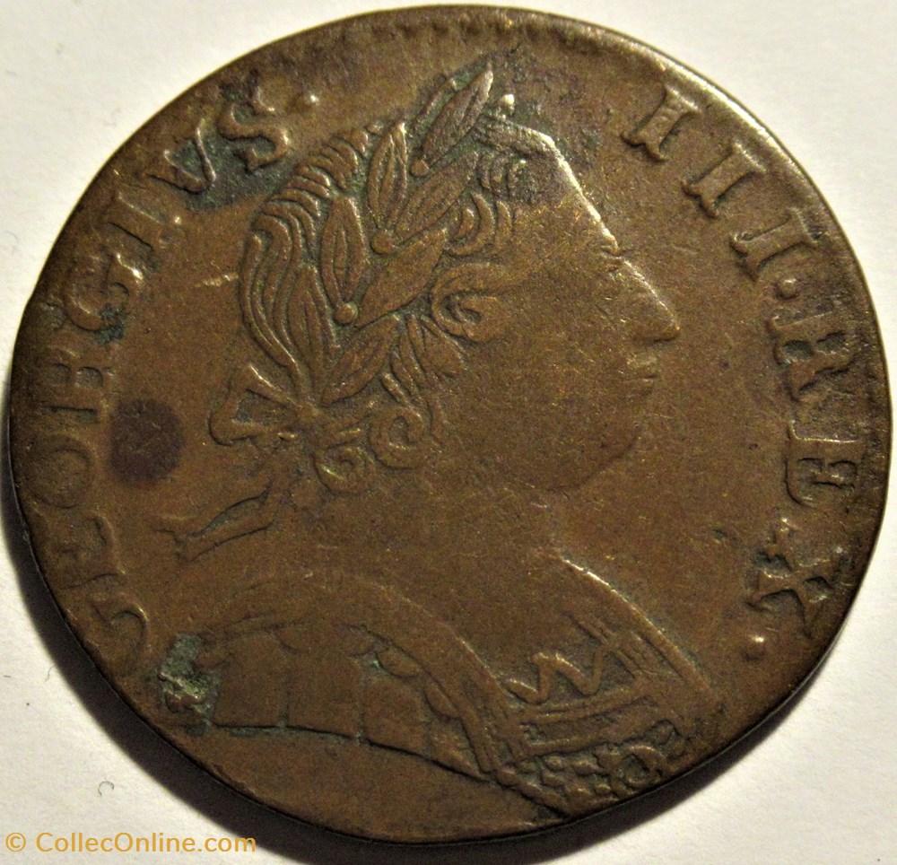 Half Penny No Regal - George III of Great Britain (ex.14) monnaies monde etats unis half penny no regal george iii of great britain ex 14