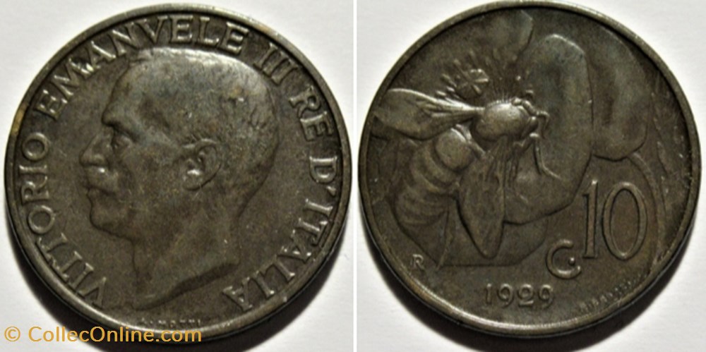 1929 Regno d'Italia, 10 Centesimi, Roma - Vittorio Emanuele III monnaies monde italie 1929 regno italia 10 centesimi roma vittorio emanuele iii