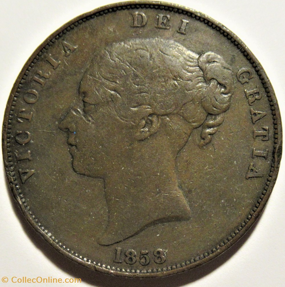 Victoria - One Penny 1858 - Kingdom of Great Britain (ex.2) monnaies monde royaume uni victoria one penny 1858 kingdom of great britain ex 2