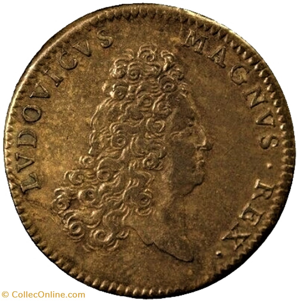 Louis XIV - c.1700 Jeton Aurora, Late Cuncta Profundit 2 monnaies paranumismatique jetons poids louis xiv c 1700 jeton aurora late cuncta profundit