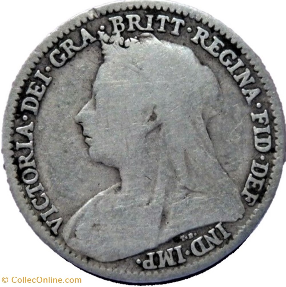 Victoria - 3 pence 1896 Kingdom of Great Britain 2 monnaies monde royaume uni victoria 3 pence 1896 kingdom of great britain