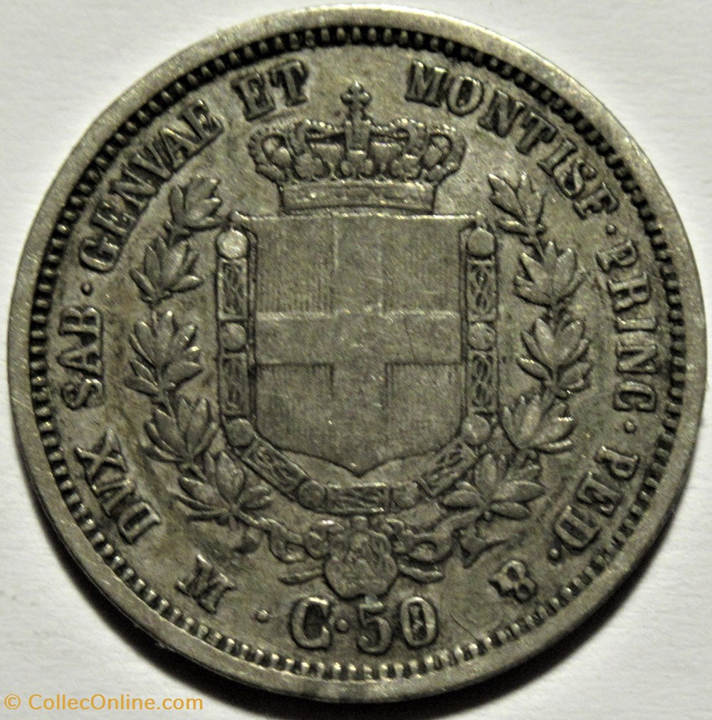 monnaies monde italie 1860 regno di sardegna 50 centesimi milano vittorio emanuele ii