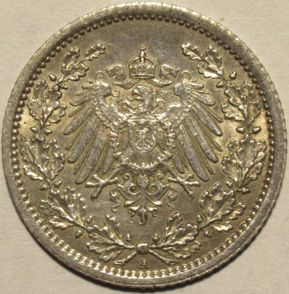 Wilhelm II - 1/2 Mark 1915, Berlin - German Empire monnaies monde allemagne wilhelm ii 1 2 mark 1915 berlin german empire