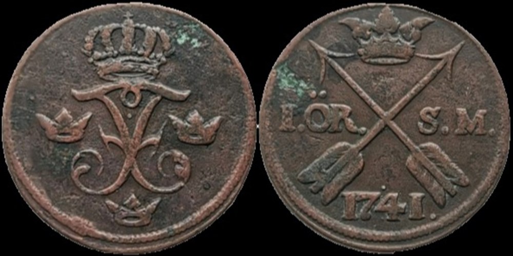 Sweden, King Fredrik I - 1 Öre 1741 Avesta monnaies europe medievale royaume suede sweden king fredrik i 1 ore 1741 avesta