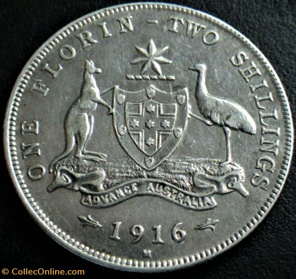 monnaie monde australie george v one florin 1916 melbourne australia