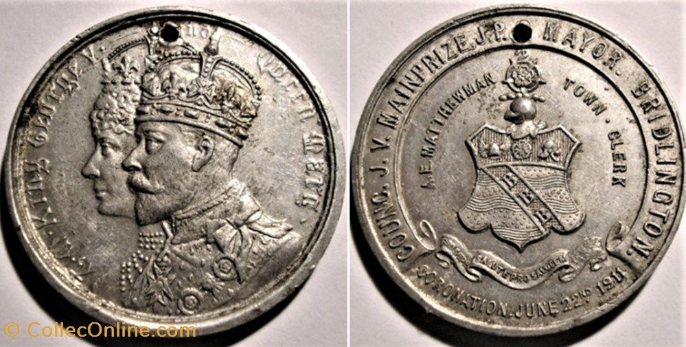 monnaie jeton mereaux george v mary 1911 coronation medal bridlington uk