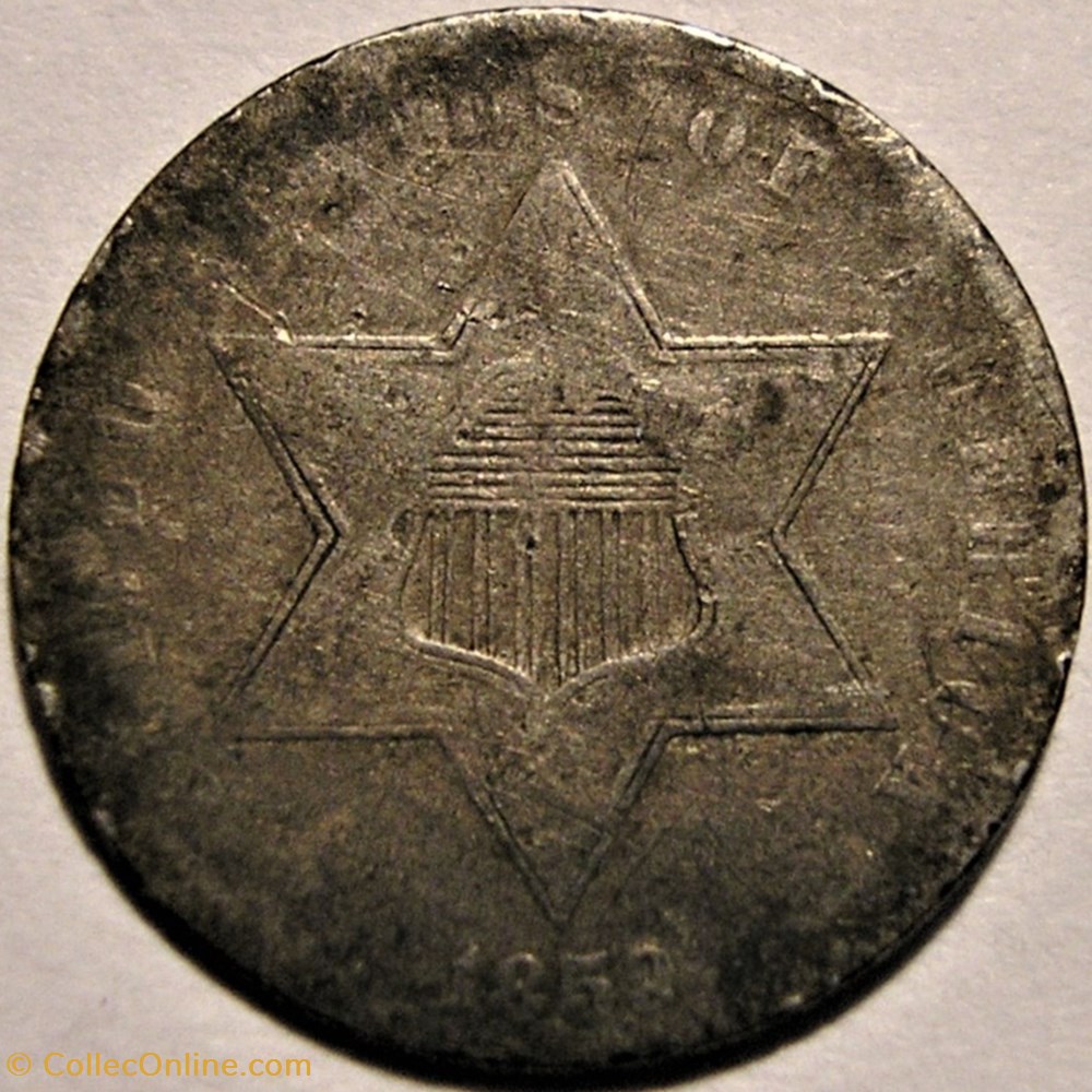 1859 - Silver Three Cents monnaie monde etat uni 1859 silver three cents