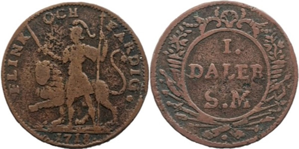Sweden, Carl XII - 1 Daler 1718, Agile and Ready (2 ex.) monnaies europe medievale royaume suede sweden carl xii 1 daler 1718 agile and ready 2 ex