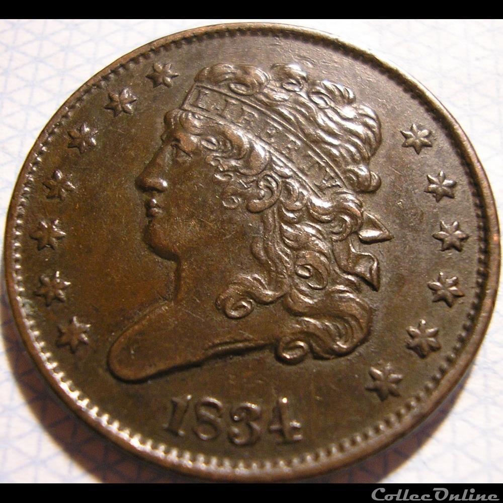 1834 Classic Head Half Cent 3 monnaie monde etat uni 1834 classic head half cent