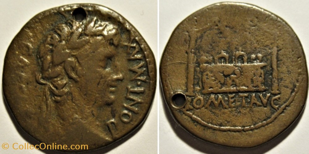 Augustus - As of Lugdunum Altar Æ26 - c. BC 10-6 monnaies antiques av jc ap romaines provinciales augustus as of lugdunum altar 26 c bc 10 6