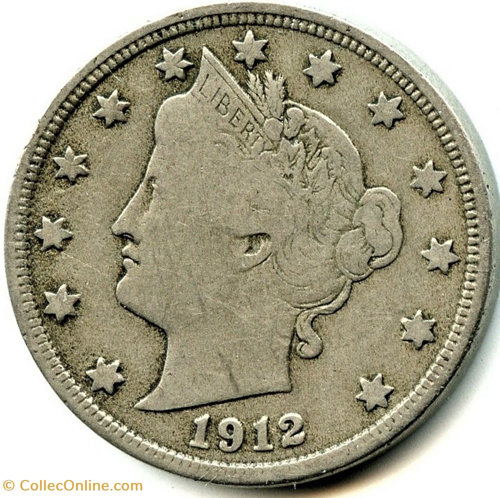 1912 Denver 5 Cents (ex.2) 2 monnaies monde etats unis 1912 denver 5 cents ex 2