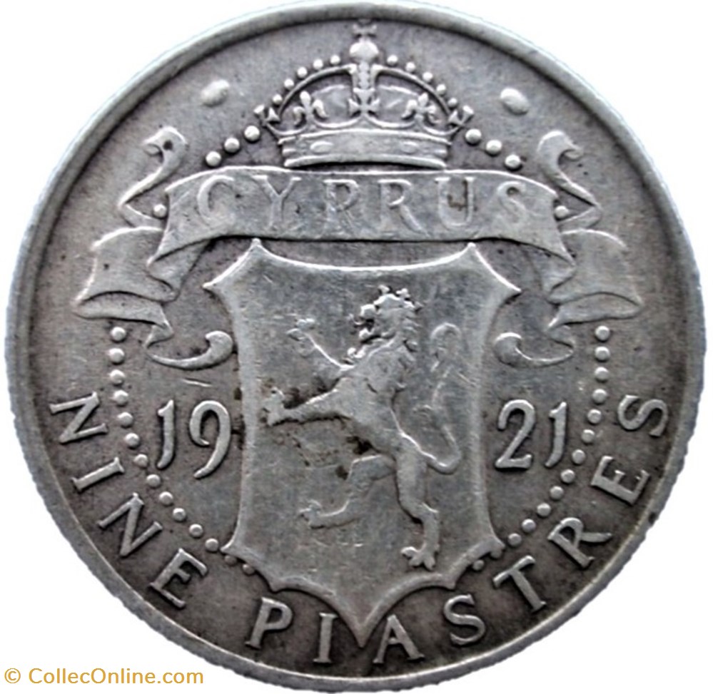 monnaies monde chypre george v nine piastres 1921 cyprus