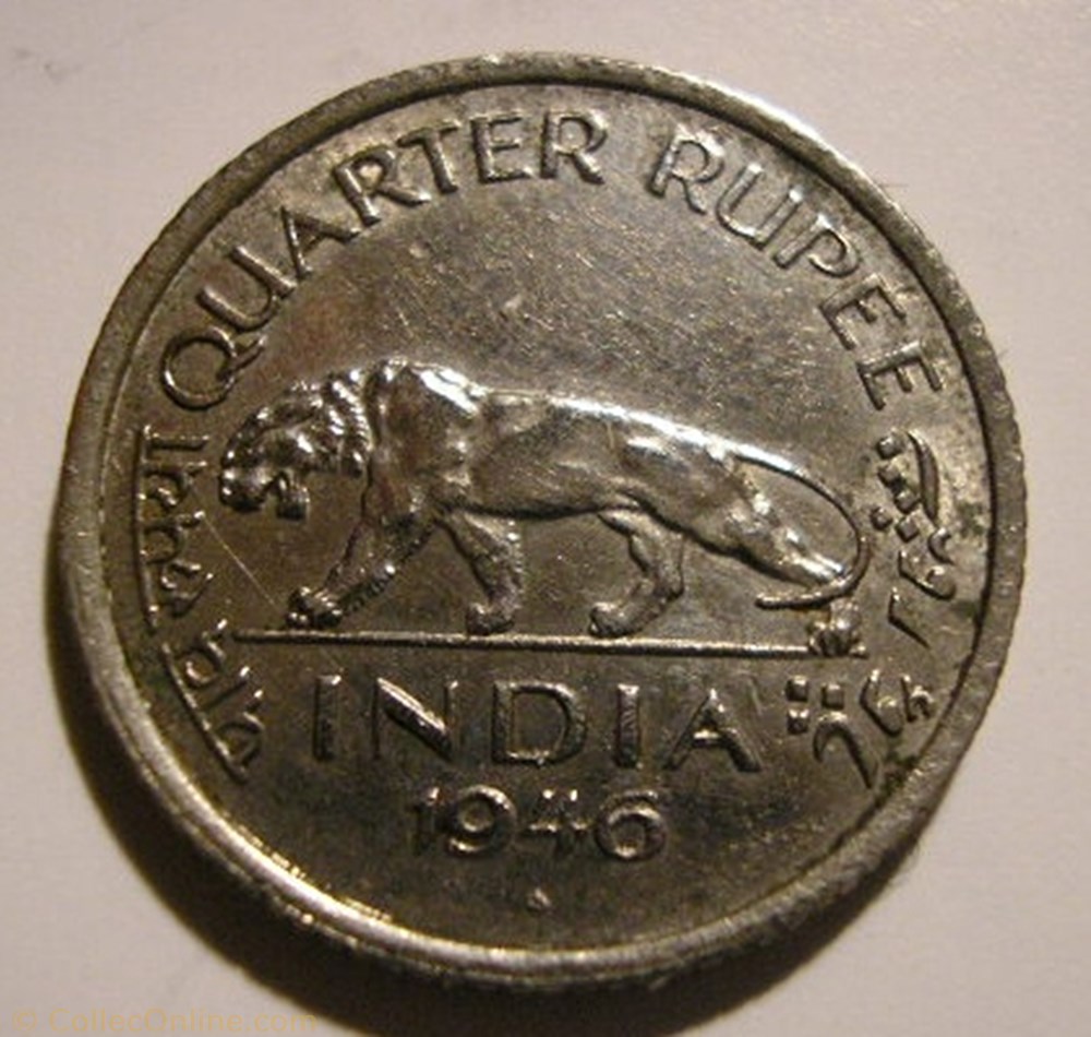 George VI - 1/4 Rupee 1946 Bombay - British India monnaie monde inde george vi 1 4 rupee 1946 bombay british india