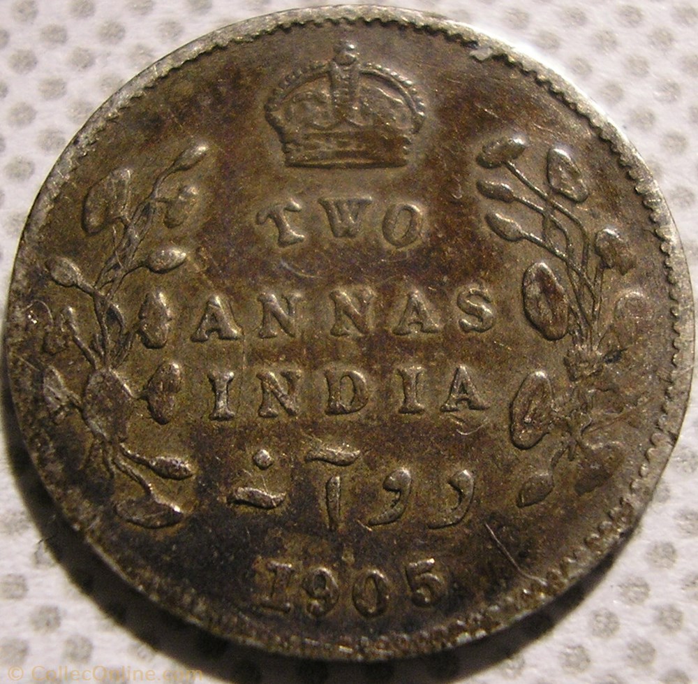 Edward VII - Two Annas 1905 - British India monnaie monde inde edward vii two annas 1905 british india