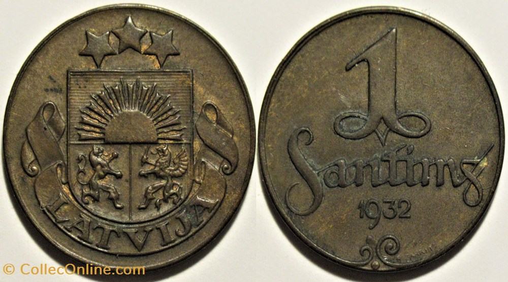 Latvia, Republic of - 1 Santims 1932 monnaies monde lettonie latvia republic of 1 santims 1932