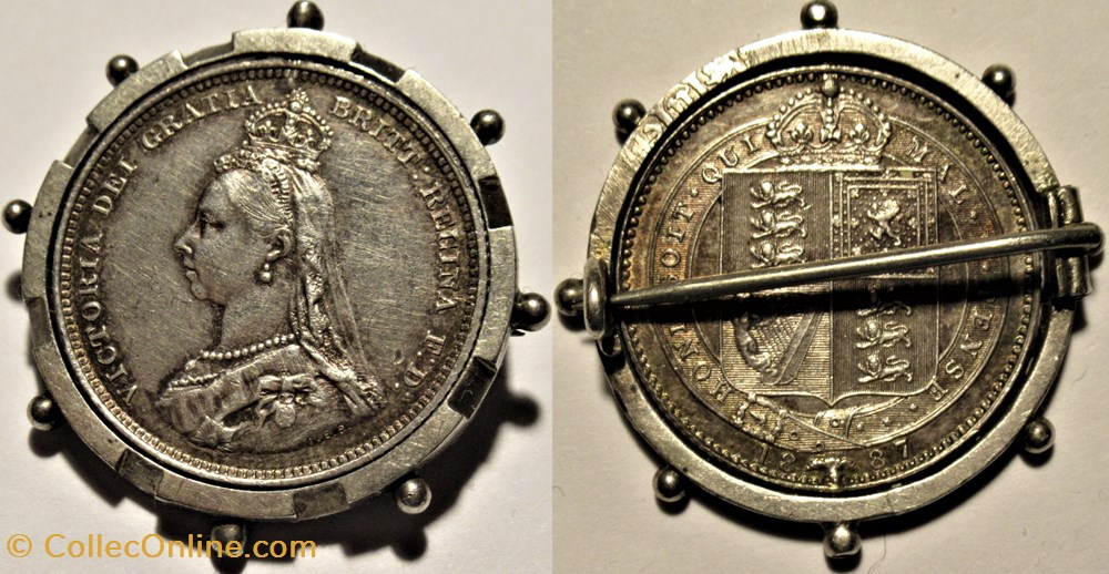 bijoux horlogerie de poitrine a shilling brooch queen victoria s jubilee 1887