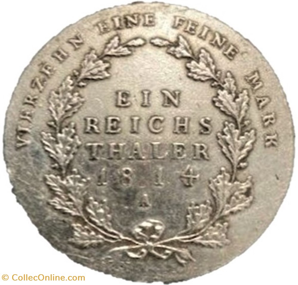 monnaies europe medievale saint empire romain germanique friedrich wilhelm iii 1 thaler 1814 berlin kingdom of prussia