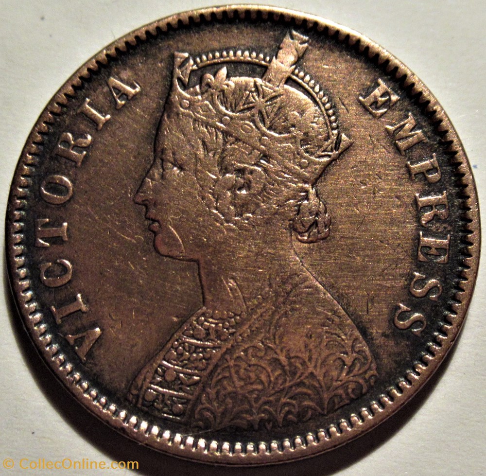 Victoria - One Quarter Anna 1882 Calcutta - British India 2 monnaies monde inde victoria one quarter anna 1882 calcutta british india