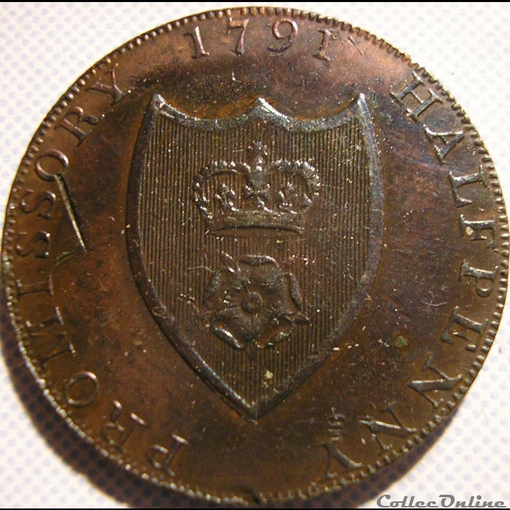 1791 HalfPenny Sir Bevois - Southampton 2 monnaie monde royaume uni 1791 halfpenny sir bevois southampton