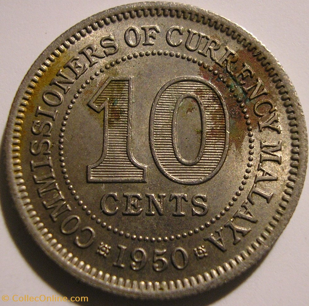 George VI - 10 Cents 1950 - Malaysia monnaie monde malaisie george vi 10 cents 1950 malaysia