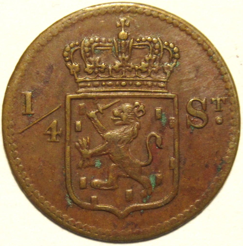 Willem I of Nederland - 1/4 Stuiver 1826 Netherlands East Indies monnaies colonies neerlandaises willem i of nederland 1 4 stuiver 1826 netherlands east indies