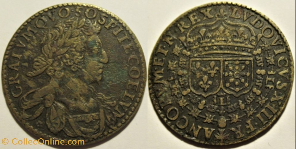 Louis XIII - c.1640, Jeton de compte au buste laurée et drapée, type Warin monnaies paranumismatique jetons poids louis xiii c 1640 jeton de compte au buste lauree et drapee type warin
