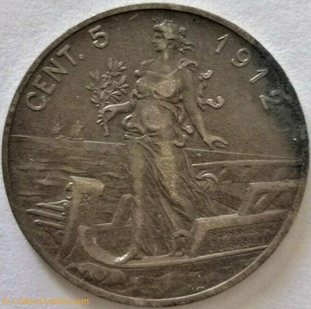 monnaies monde italie 1912 regno italia 5 centesimi roma vittorio emanuele iii