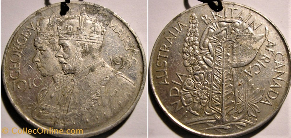 George V & Mary - 1935 Official Silver Jubilee, Colonial Medal - UK medaille royaume uni george v mary 1935 official silver jubilee colonial medal uk