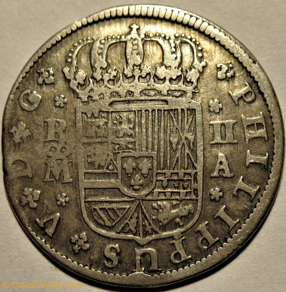monnaies europe medievale royaume espagne 1721 madrid 2 reales felipe v de espana