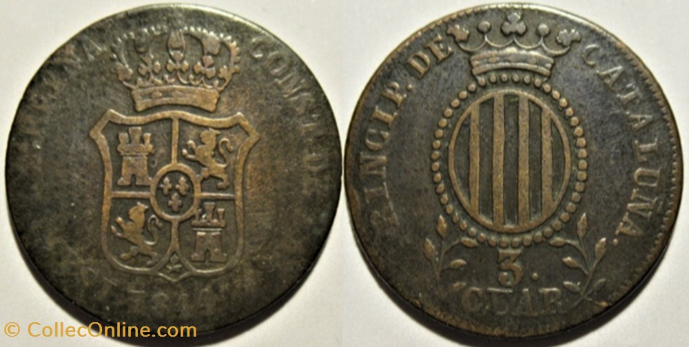 1844 Catalunya - 3 Cuartos - Isabel II of Spain monnaies monde espagne 1844 catalunya 3 cuartos isabel ii of spain