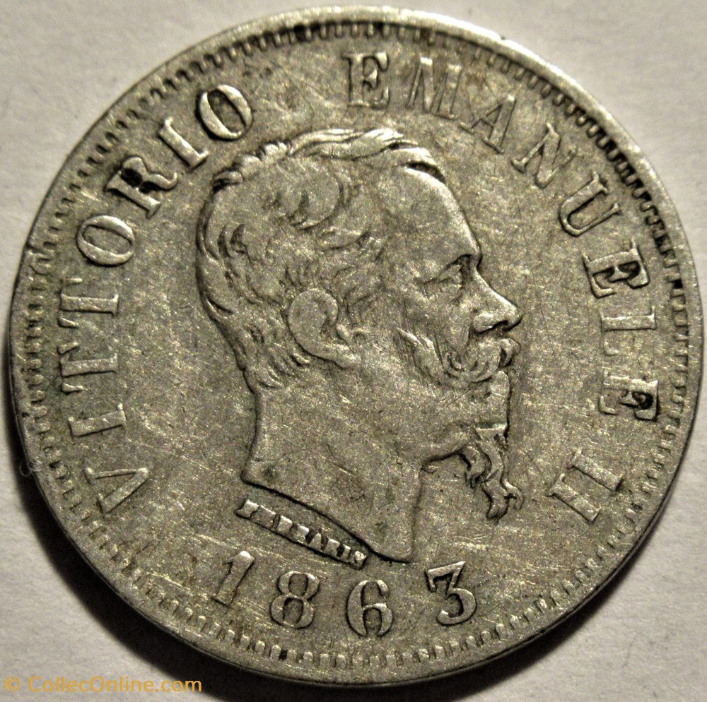 1863 Royaume d'Italie, 50 Centesimi, Napoli - Vittorio Emanuele II monnaies monde 1863 royaume italie 50 centesimi napoli vittorio emanuele ii