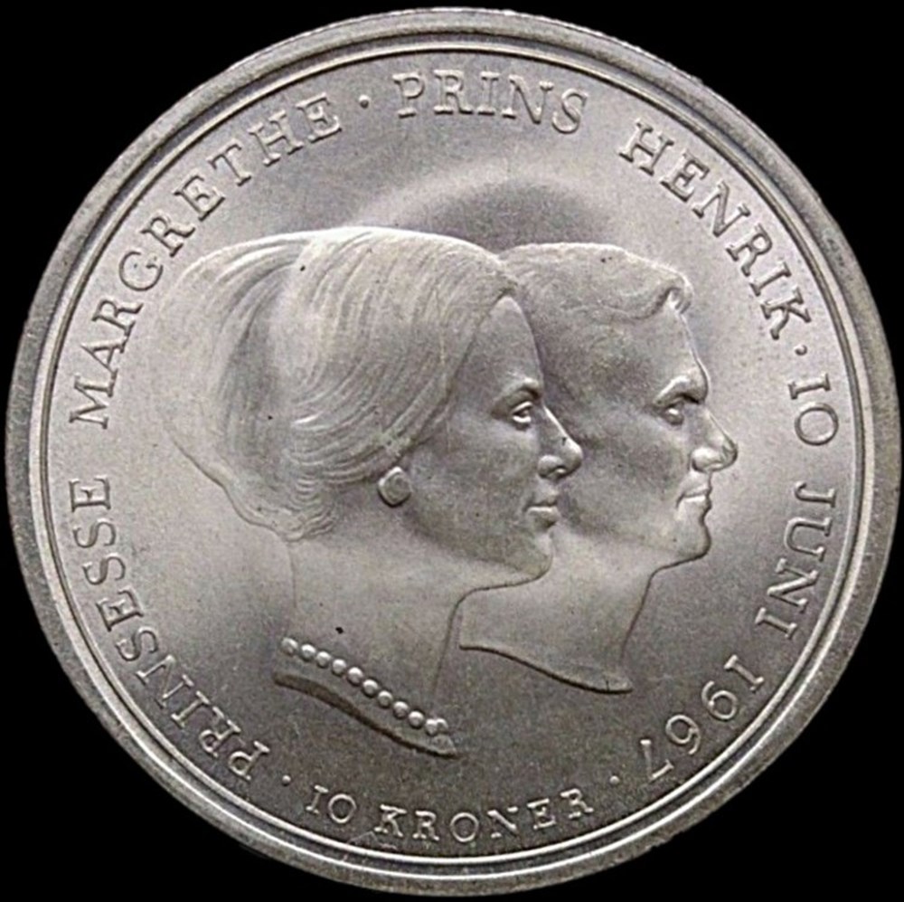 Frederik IX of Denmark - 10 Kroner 1967 - Wedding of Princess Margrethe monnaies monde danemark frederik ix of denmark 10 kroner 1967 wedding of princess margrethe