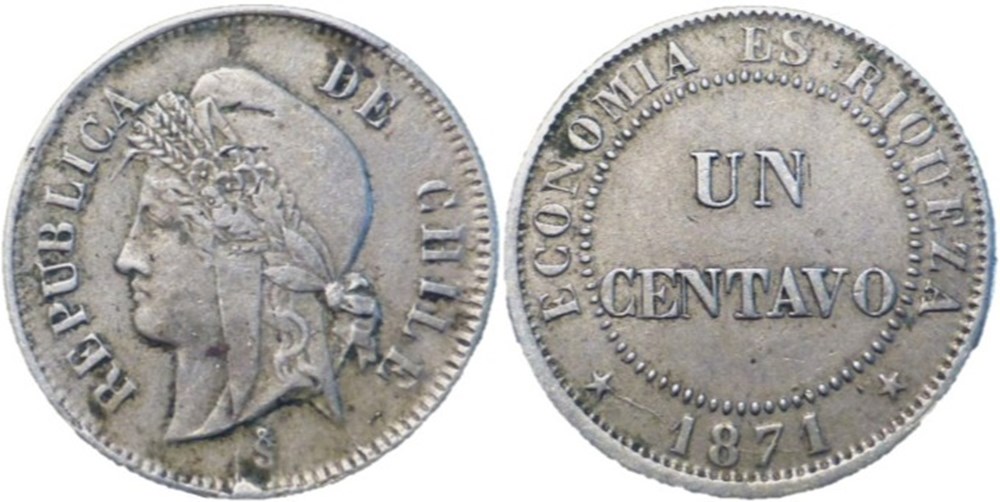 Chile - Un Centavo 1871 monnaies monde chili chile un centavo 1871