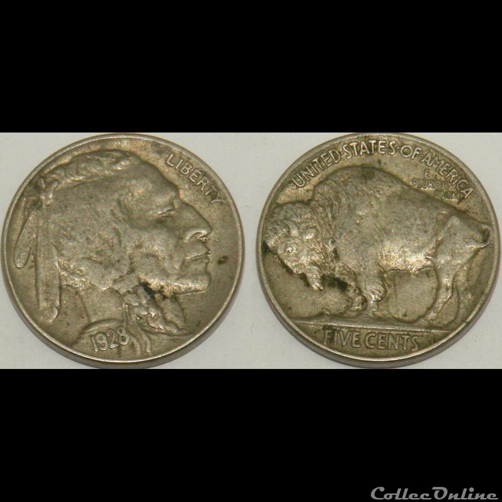 1928 5 Cents (ex.2) 5 monnaie monde etat uni 1928 5 cents ex 2