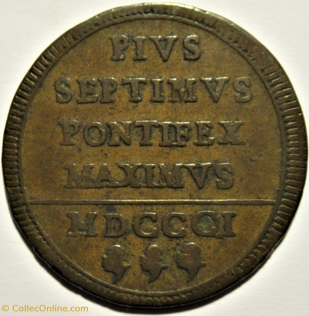 Pius VII, Pope - Baiocco 1801 - Papal States 3 monnaies monde vatican pius vii pope baiocco 1801 papal states