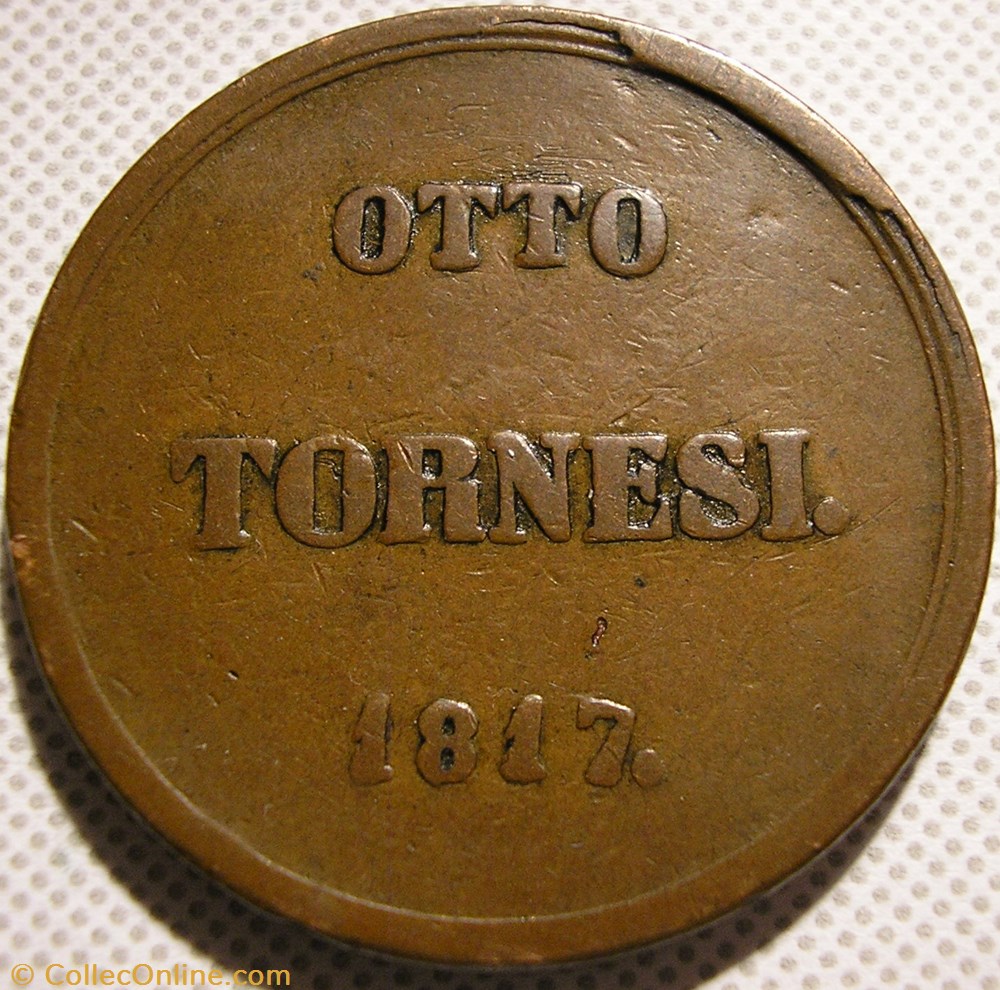 1817 Royaume des Deux-Siciles, 8 Tornesi - Ferdinando Ier de Bourbon-Siciles monnaie monde italie 1817 royaume des deux siciles 8 tornesi ferdinando ier de bourbon siciles