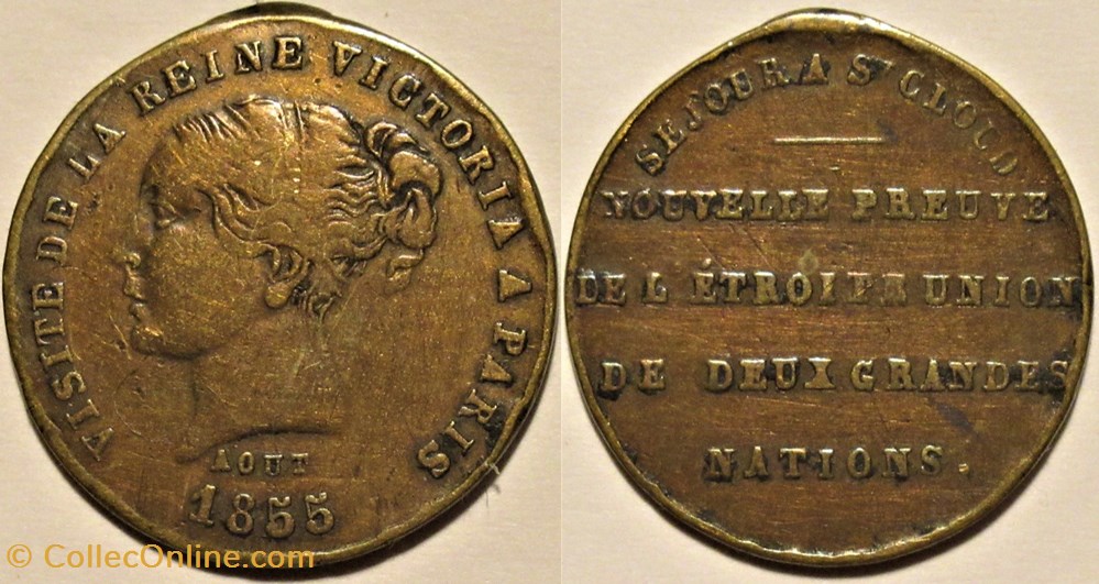 Visite de la reine Victoria, séjour à St. Cloud en 1855 medailles france second empire visite de la reine victoria sejour a st cloud en 1855