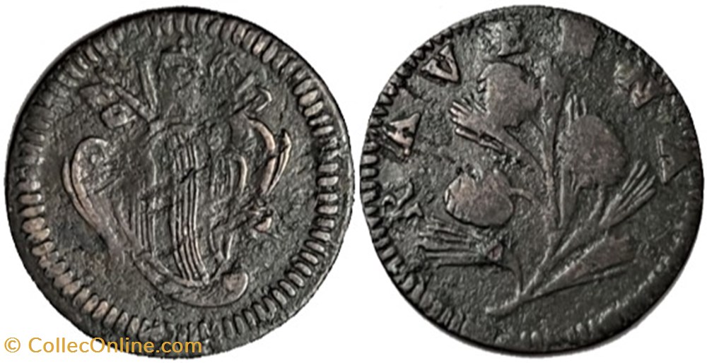 Benedict XIV, Pope - Quattrino 1740' - Ravenna, Papal States monnaies europe medievale etats pontificaux benedict xiv pope quattrino 1740 ravenna papal states