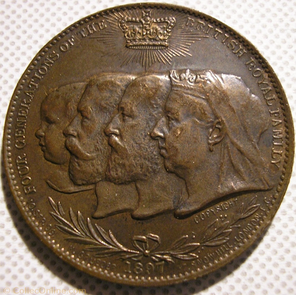 Victoria & the Royal Family - 1897 Diamond Jubilee Token - UK 2 monnaies jetons mereaux victoria the royal family 1897 diamond jubilee token uk